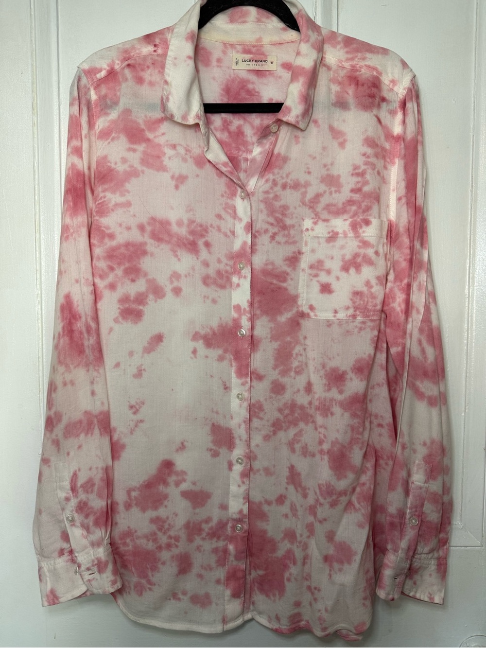 Lucky Brand Pink Tie-Dye Button-Down Shirt - XL